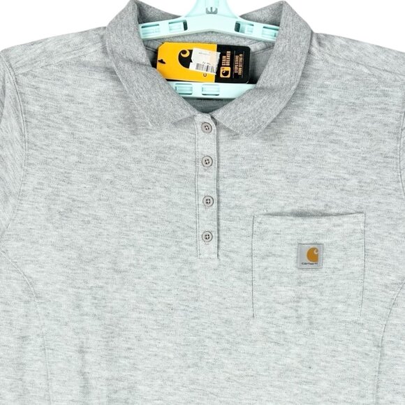 Carhartt Womens Relaxed Fit Midweight Short-Sleeve Pocket Grey Polo Size XXL NWT - Picture 3 of 9
